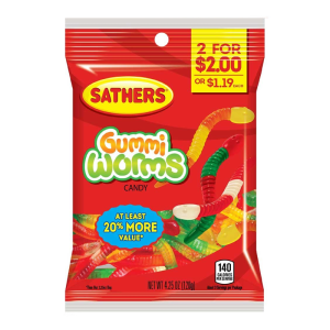 SATHER GUMMI WORMS 12/4.25OZ