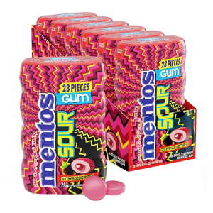 MENTOS GUM BOTTLE SOUR STRAW 6CT