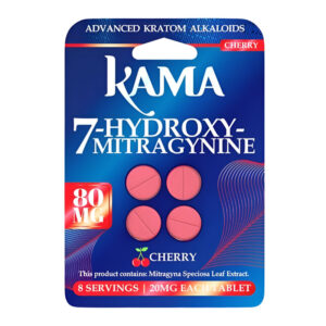 KAMA 7-HYDROXYMITRAGYNINE KRATOM CHERRY 4CT PACK (20MG EACH TABLET) 80MG -BOX OF 10 PACK