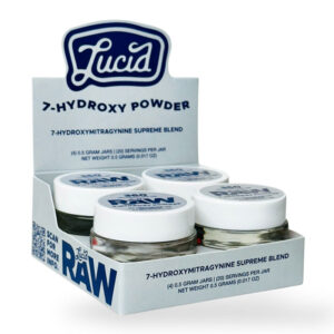 LUCID 7-HYDROXYMITRAGYNINE RAW POWDER 360MG SUPREME BLEND -BOX OF 4CT JAR