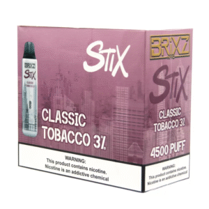BRIXZ NYC STIX DISPOSABLE 4500PF CLASSIC TOBACCO 3% -BOX OF 10