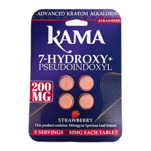 KAMA 7-HYDROXY + PSEUDOINDOXYL TABLET STRAWBERRY 4CT PACK (50MG EACH TABLET) 200MG -BOX OF 10 PACK