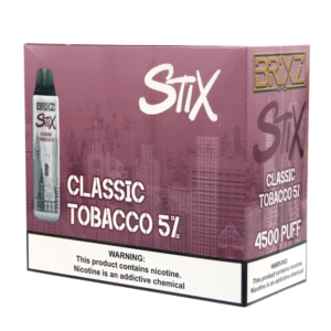 BRIXZ NYC STIX DISPOSABLE 4500PF CLASSIC TOBACCO 5% -BOX OF 10