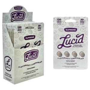 LUCID 7-HYDROXYMITRAGYNINE CHEWABLES TABLETS TRIPLE BERRY 30MG SUPREME BLEND 4CT PACK -BOX OF 10 PACK