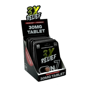 ON7 3X RELIEF PSEUDO RED CHEWABLE TAB - STRAWBERRY 30MG 1CT PACK -BOX OF 10 PACK