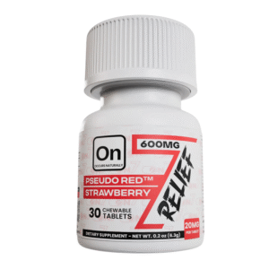 ON7 7-HYDROXY PSEUDO RED TABLET RELIEF 600MG (20MG PER TABLET) STRAWBERRY -30CT JAR