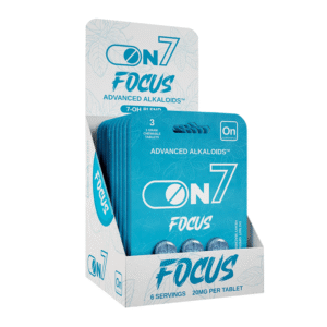 ON7 7-HYDROXY MITRA GYNINE KRATOM TABLET FOCUS 3CT PACK -BOX OF 10 PACK (1GM CHEWABLE TAB)-BLUE