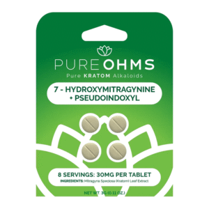 PURE OHMS 7-HYDROXY & PSEUDOINDOXYL TABLET PURE GREEN (4CT 30MG EACH 8 SERVINGS) -BOX OF 10 PACK