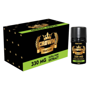 CROWN KRATOM EXTRACT SHOTS 330MG GREEN APPLE (FULL SPECTRUM) 30ML -BOX OF 12