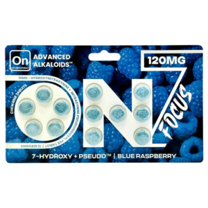 ON7 7-HYDROXY + PSEUDO TABLET FOCUS - BLUE RASPBERRY 12CT PACK -BOX OF 10 PACK (10MG CHEWABLE TAB)-BLUE