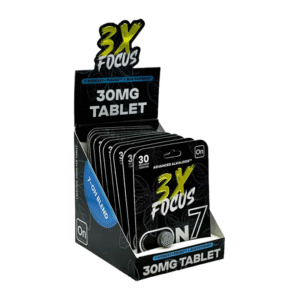 ON7 3X FOCUS 7-HYDROXY + PSEUDO CHEWABLE TAB - BLUE RASPBERRY 30MG 1CT PACK -BOX OF 10 PACK