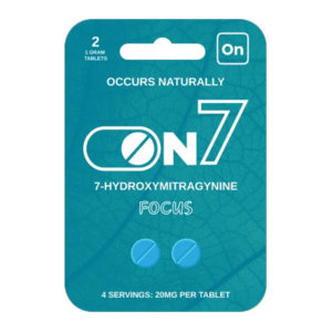 ON7 7-HYDROXY MITRA GYNINE KRATOM TABLET FOCUS 2CT PACK -BOX OF 10 PACK (1GM CHEWABLE TAB)-BLUE