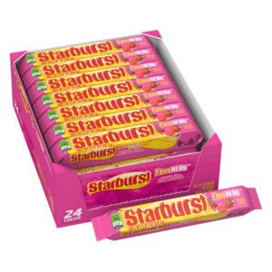 STARBURST CHEWS ALL PINK 24CT STRAW