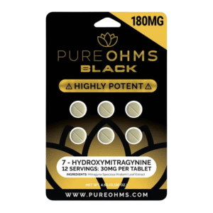 PURE OHMS 7-HYDROXY TABLET PURE BLACK - HIGHLY POTENT (6CT 30MG EACH 12 SERVINGS) -BOX OF 10 PACK