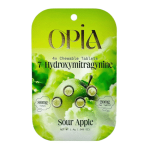 OPIA 7-HYDROXYMITRAGYNINE CHEWABLE TABLETS SOUR APPLE 4CT PK (20MG PER TABLET) - BOX OF 10 PACK