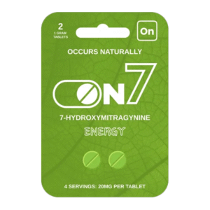 ON7 7-HYDROXY MITRA GYNINE KRATOM TABLET ENERGY 2CT PACK -BOX OF 10 PACK (1GM CHEWABLE TAB)-GREEN
